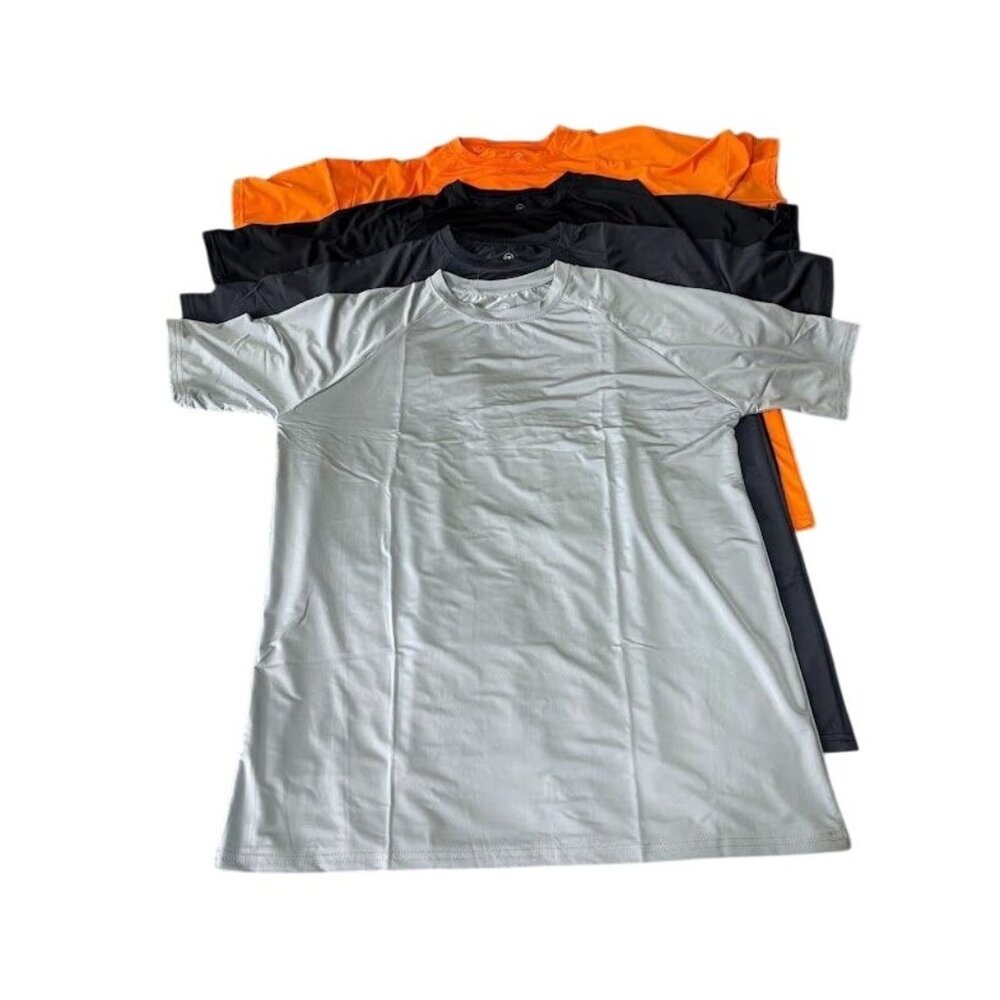 4-Pack Real Essentials Mens Short-Sleeve Swim Rashguard Shirts S